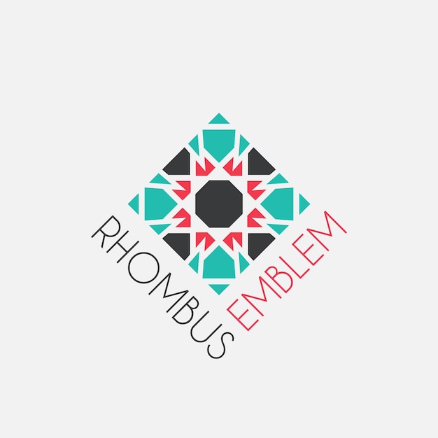 Emblema de mosaico de rombo Signo vectorial con ornamento geométrico