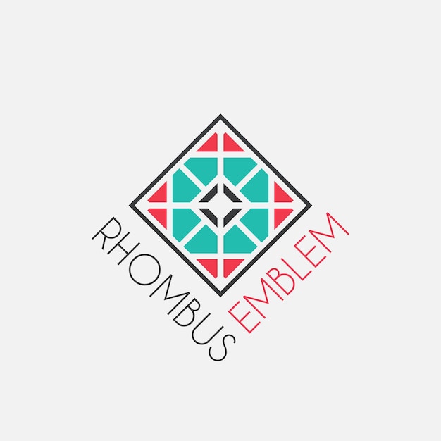 Emblema de mosaico de rombo Signo vectorial con ornamento geométrico