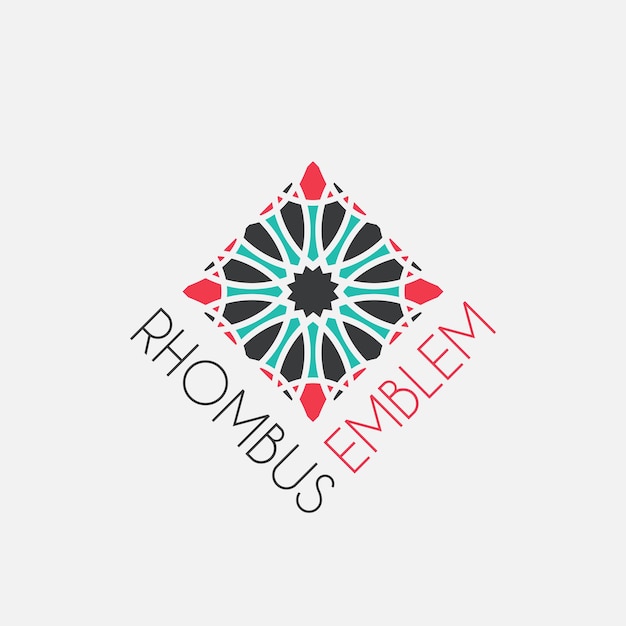 Emblema de mosaico de rombo Signo vectorial con ornamento geométrico