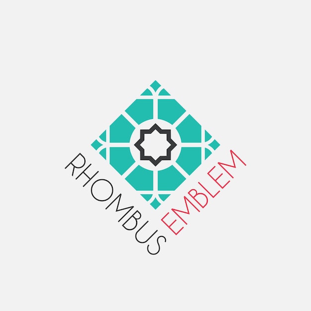 Emblema de mosaico de rombo Signo vectorial con ornamento geométrico