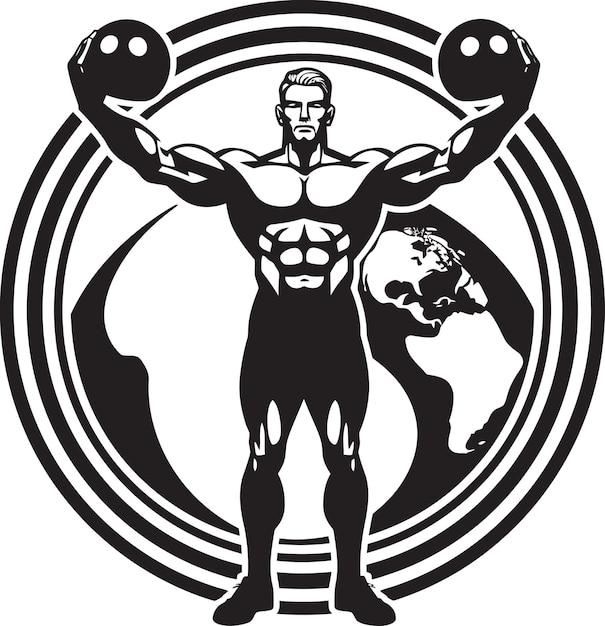 Emblema muscular artístico de fusión atlética musclecraft nexus matrix artesanías musculares vectoriales