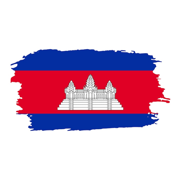 Emblema nacional de Camboya pintado con pincel sobre un fondo blanco