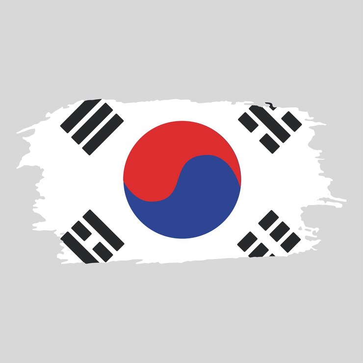 Emblema nacional de Corea del Sur pintado con pincel sobre un fondo blanco
