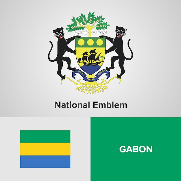 Vector emblema nacional de gabón y bandera