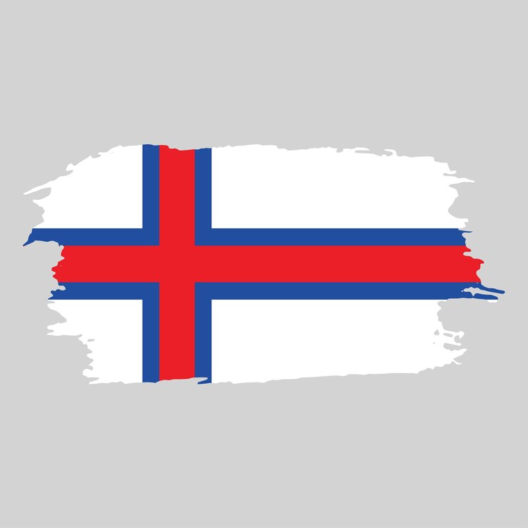 Emblema nacional de las Islas Feroe pintado con pincel sobre fondo blanco