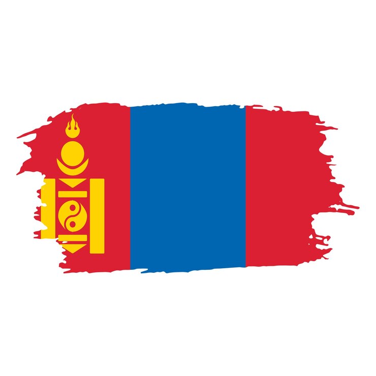 Emblema nacional de Mongolia pintado con pincel sobre un fondo blanco