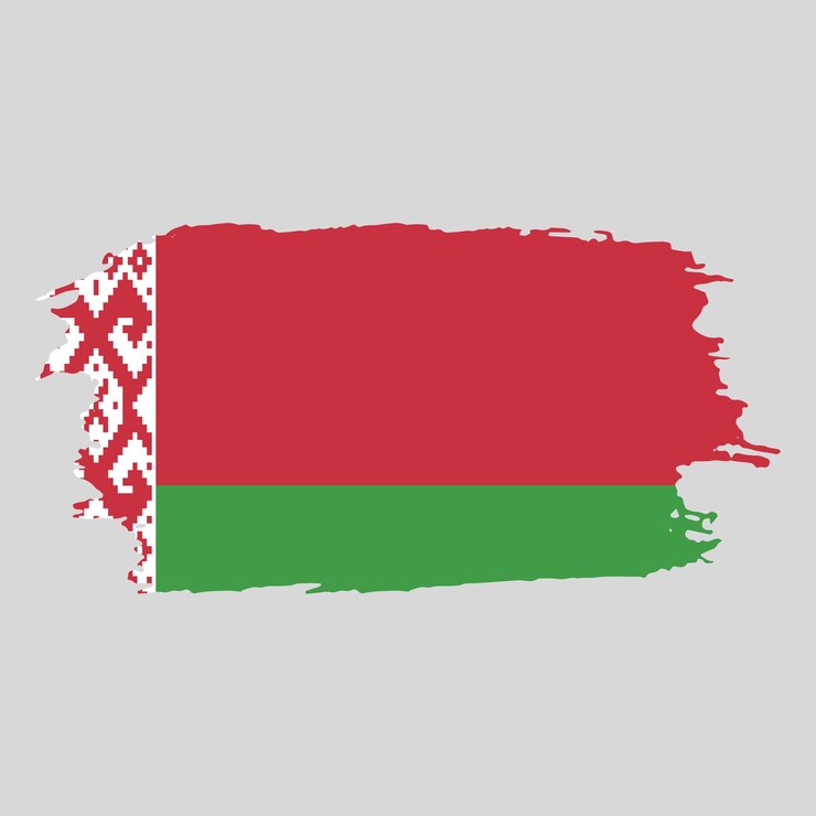 Emblema nacional del país de Bielorrusia pintado con pincel sobre un fondo blanco