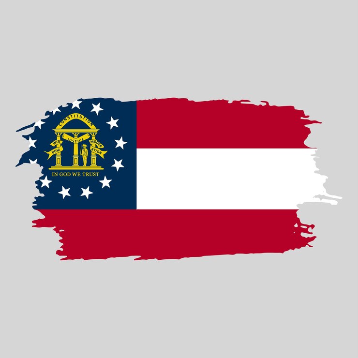 Emblema nacional del país de Georgia pintado con pincel sobre un fondo blanco