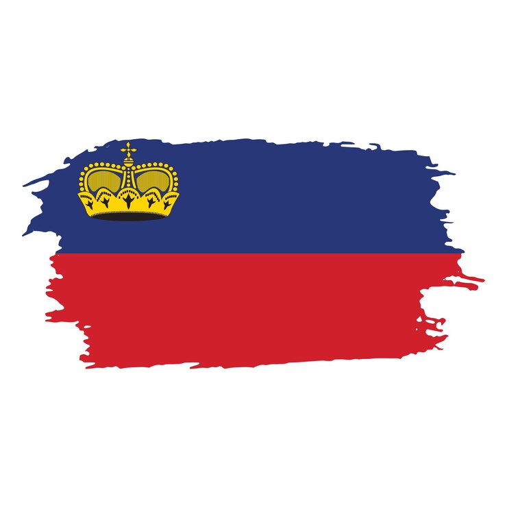 Emblema nacional del país de Liechtenstein pintado con pincel sobre un fondo blanco