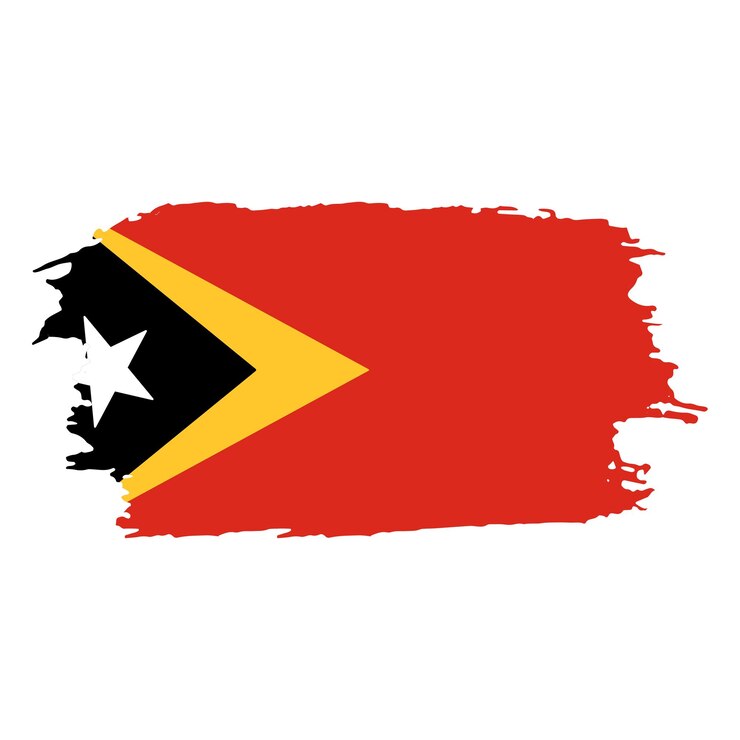 Emblema nacional del país de Timor Oriental pintado con pincel sobre un fondo blanco