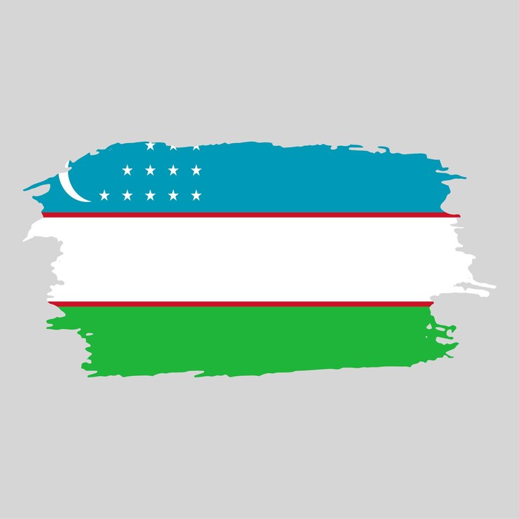 Emblema nacional del país de Uzbekistán pintado con pincel sobre un fondo blanco