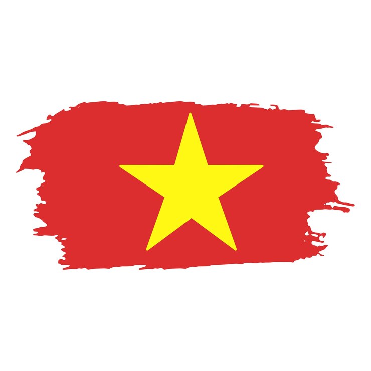 Emblema nacional del país de Vietnam pintado con pincel sobre un fondo blanco