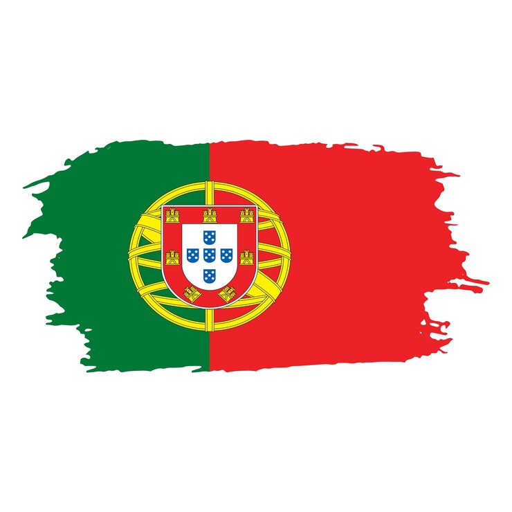 Emblema nacional de Portugal pintado con pincel sobre un fondo blanco