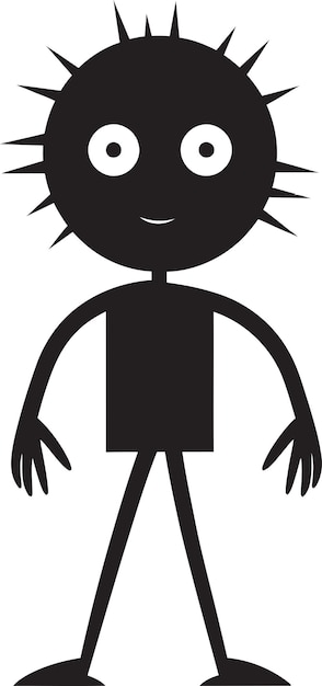 Emblema negro elegante con Stickman de dibujos animados Letrería lúdica Stickman logotipo vectorial i