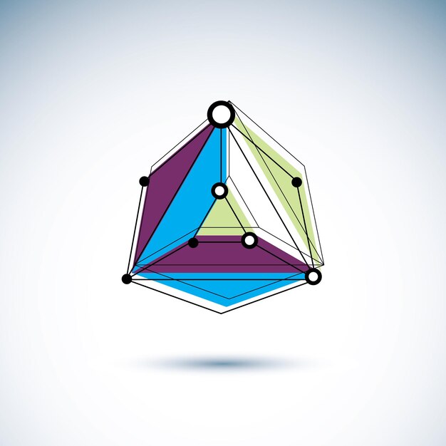 Emblema de nueva tecnología. Forma geométrica vectorial abstracta, ilustración de tema de ciencia de forma 3D.