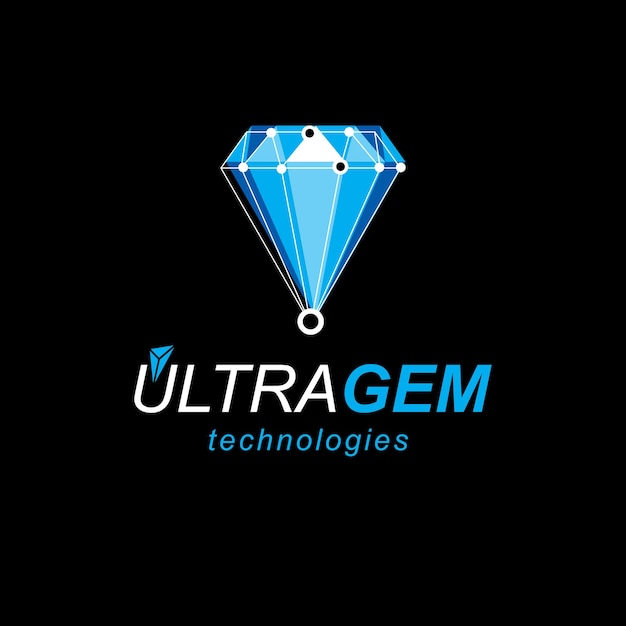 Emblema de nueva tecnología. Objeto de estructura metálica 3D geométrico abstracto, ilustración vectorial.
