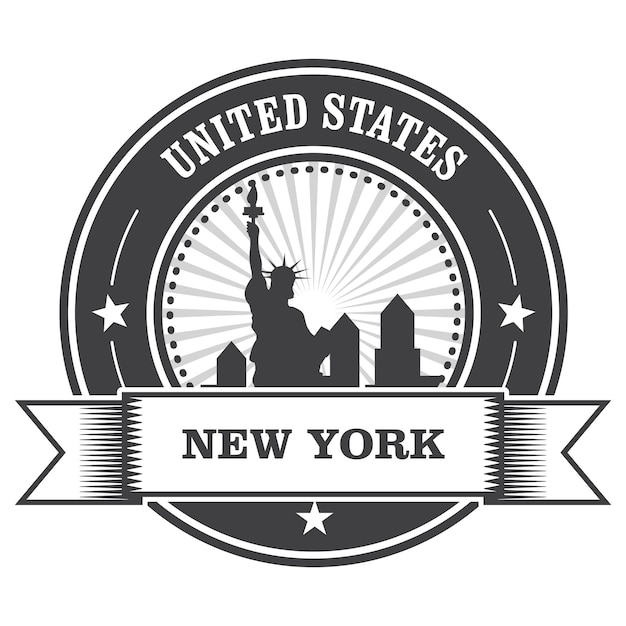 Emblema de Nueva York con la Estatua de la Libertad