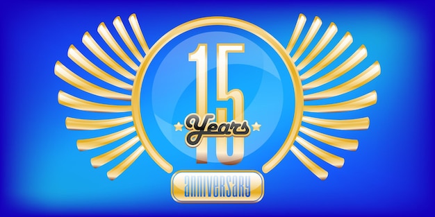 Emblema o etiqueta de aniversario de 15 años