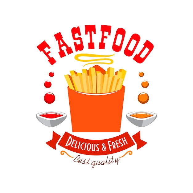 Emblema de papas fritas icono de comida rápida de mejor calidad