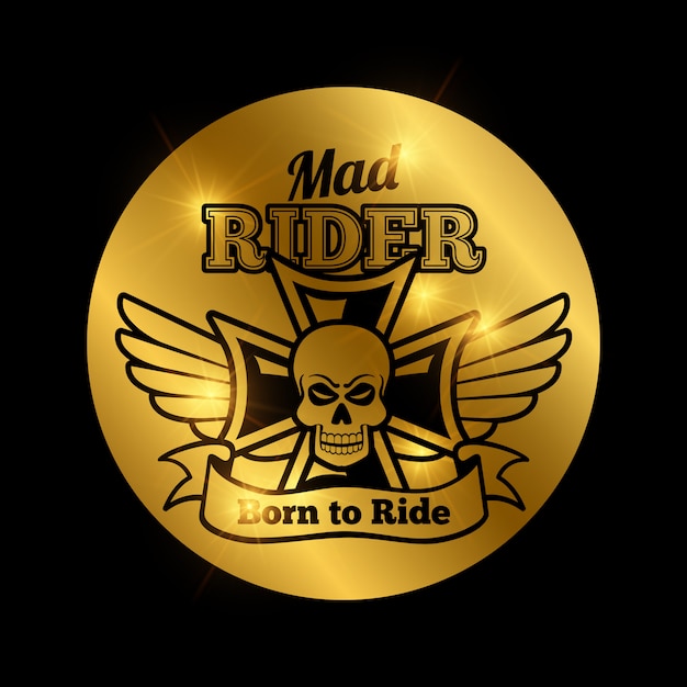 Emblema de piloto de moto de calavera.