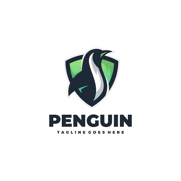 Emblema de pingüino simple vector plantilla