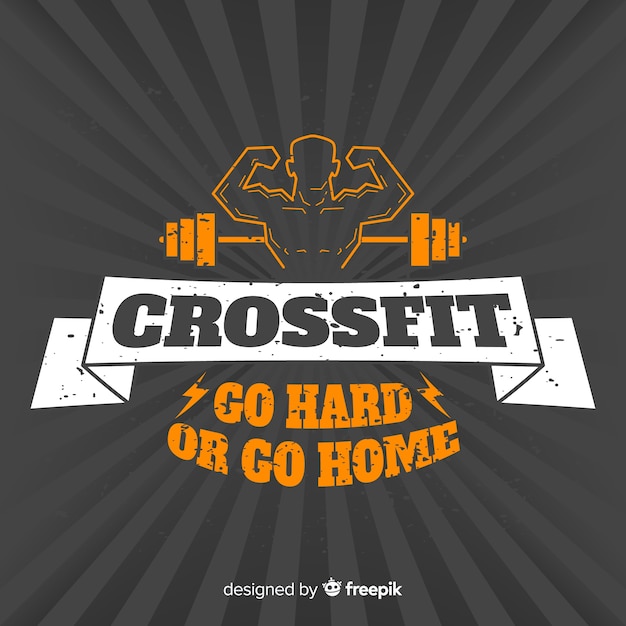 Vector emblema plano motivacional de crossfit.