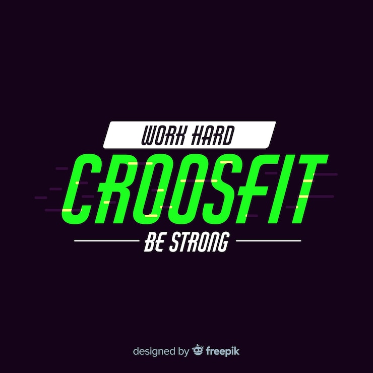 Vector emblema plano motivacional de crossfit.