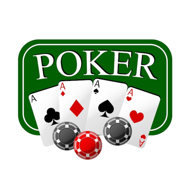 Emblema de póquer con cartas y fichas de casino.