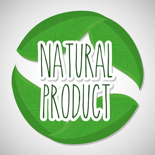 emblema de producto natural con icono de hojas