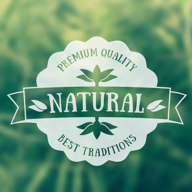 Emblema de producto natural, insignia vintage, logo.