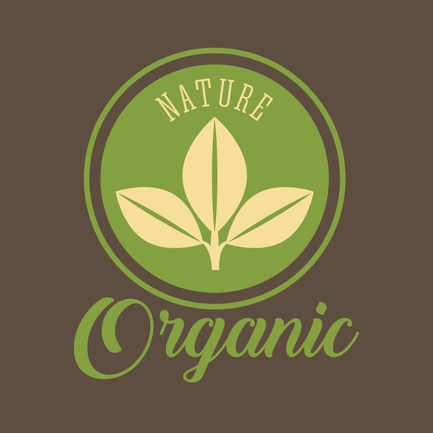 Emblema de producto orgánico con icono de hojas