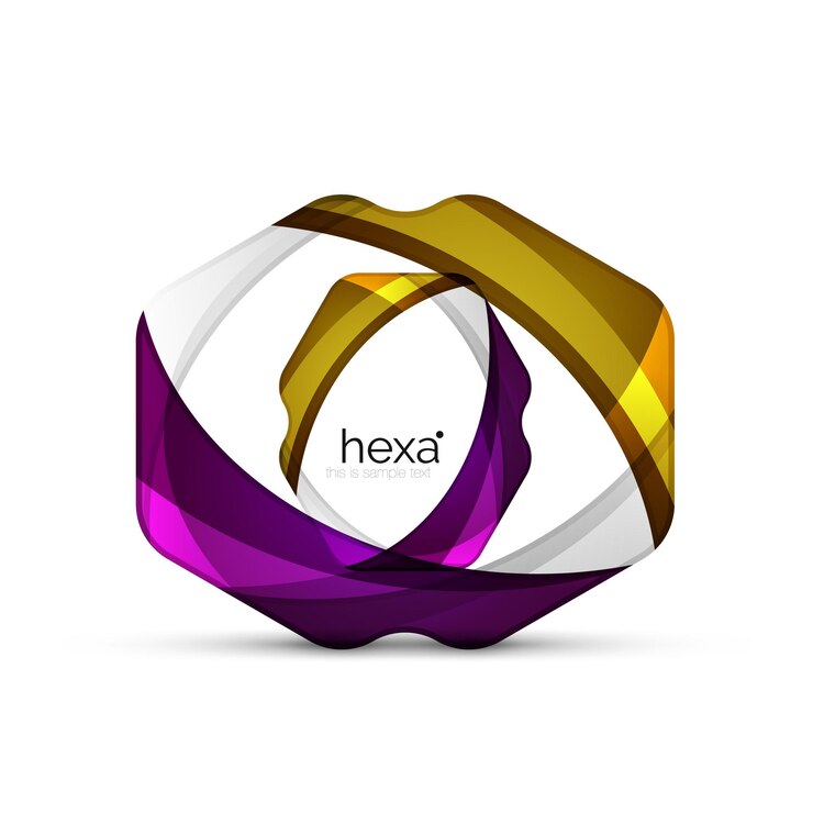 Vector emblema profesional de forma hexagonal limpia icono tecnológico futurista vectorial