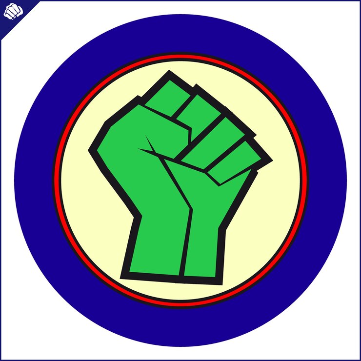 Vector emblema del puño de poder del karate diseño de símbolos de arte marcial de colores vector eps