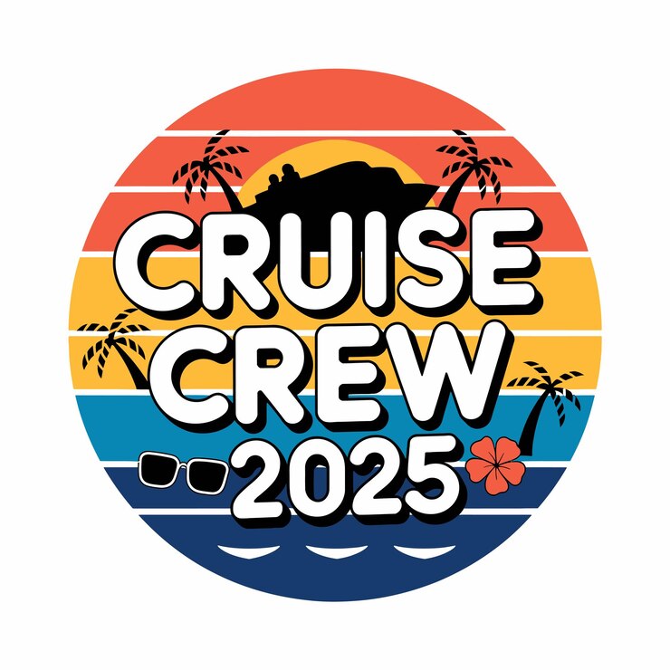 Vector un emblema retro presenta las palabras cruise crew 2025
