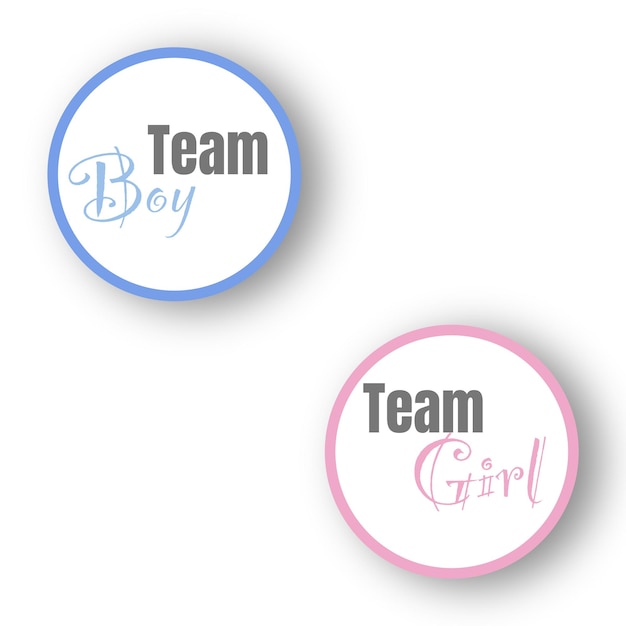 Vector emblema de revelación de género team boy o team girl