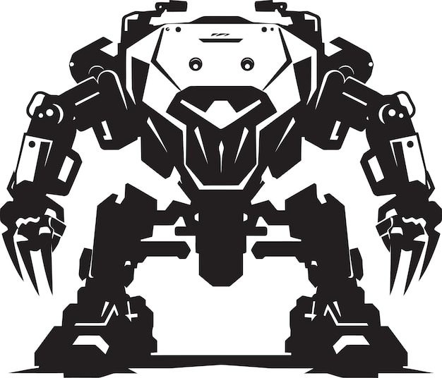 Vector emblema del robot guerrero behemoth icono blindado enigma logotipo negro robot