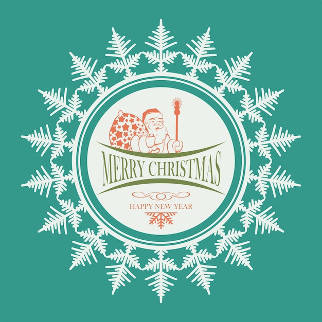 Emblema de Santa Claus con copos de nieve