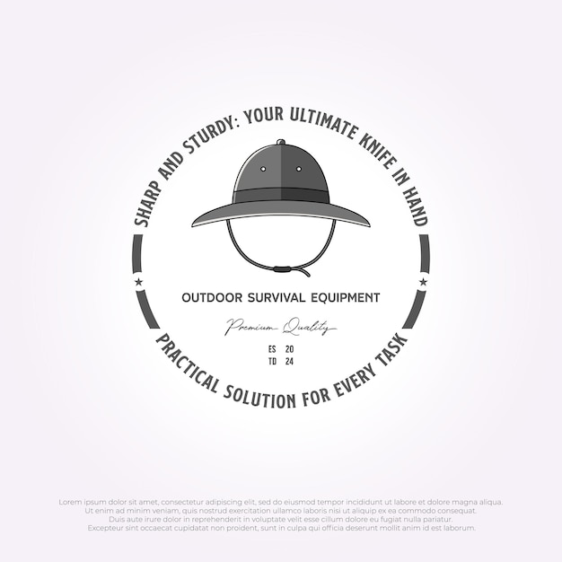 emblema de sombrero al aire libre logotipo de supervivencia de acampada al aire libre icono de diseño de ilustración de vaquero vectorial vintage