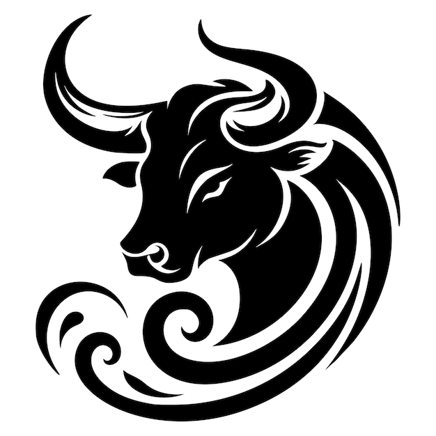 Vector emblema del toro de tauro en vector blanco y negro