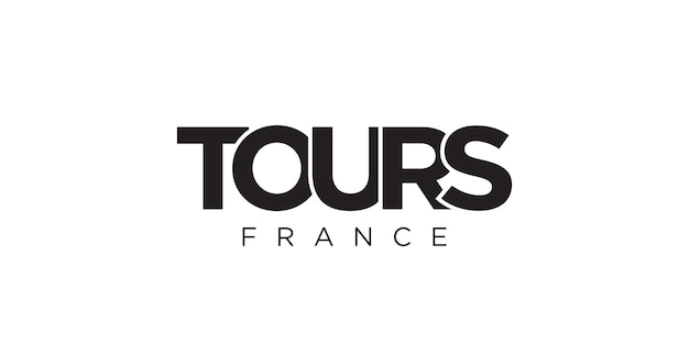 El emblema de Tours en Francia El diseño presenta una ilustración vectorial de estilo geométrico con tipografía audaz en una fuente moderna Las letras gráficas del eslogan
