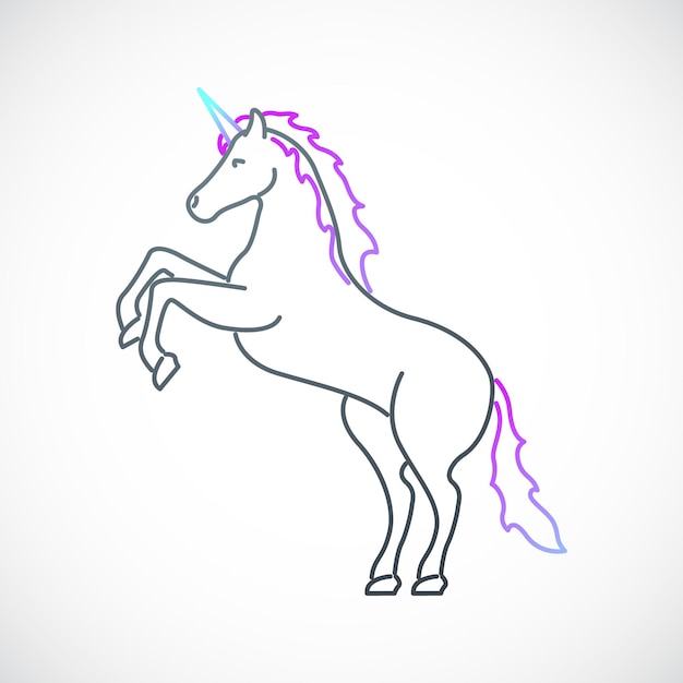 Emblema de unicornio en estilo de línea simple