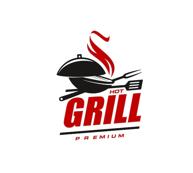 Emblema de vector de icono de parrilla de barbacoa para fiesta de barbacoa