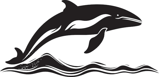 Emblema vectorial de la ballena de marea tranquila Serenata azul Símbolo emblemático de la balena