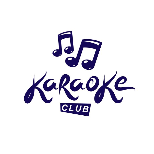 Emblema vectorial del club de karaoke creado con notas musicales, elementos de diseño para el diseño de portada de volantes del club de karaoke.