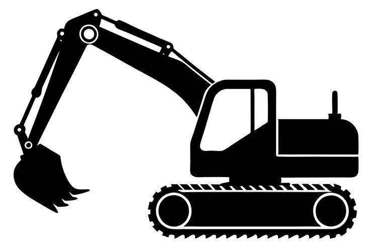 Vector emblema vectorial de la grandeza del suelo del diseño de la excavadora ícono del logotipo del excavador mighty mover