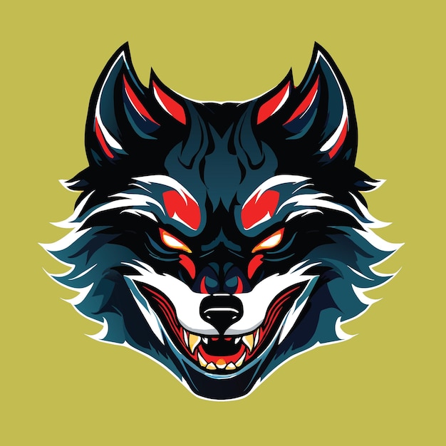 Vector emblema vectorial con patrón de cabeza de lobo
