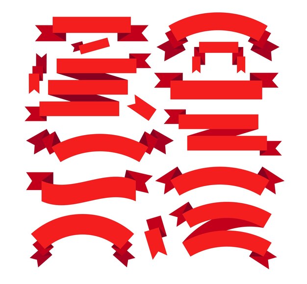 Emblema de venta de cintas rojas concepto de conjunto aislado Ilustración gráfica de diseño vectorial