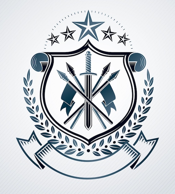 Emblema vintage, diseño heráldico vectorial.
