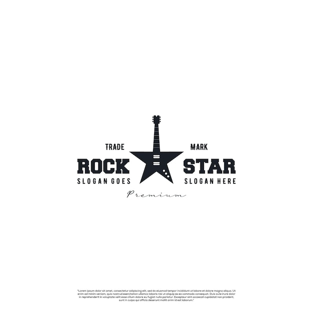 emblema vintage de diseño de logotipo de estrella de rock para logotipo de ropa