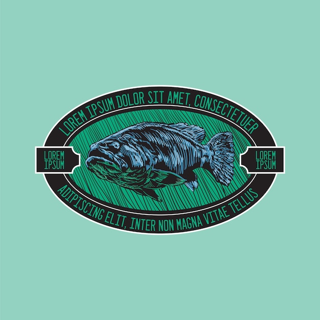 Emblema vintage de pescado azul